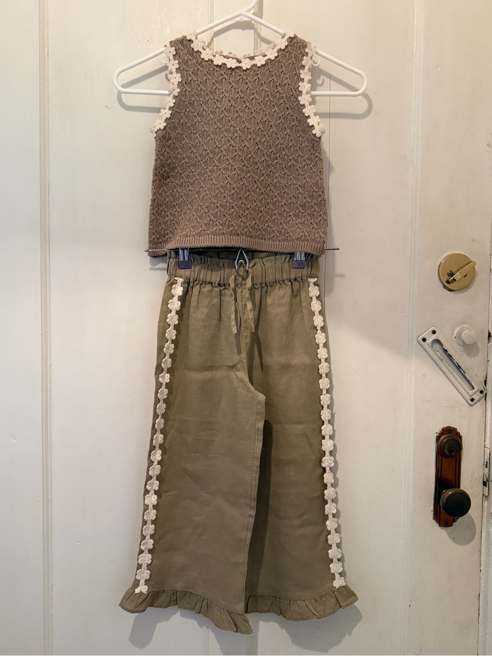 Zara Girls Crochet Knit Top & Wide-Leg Pants Set, Size 6